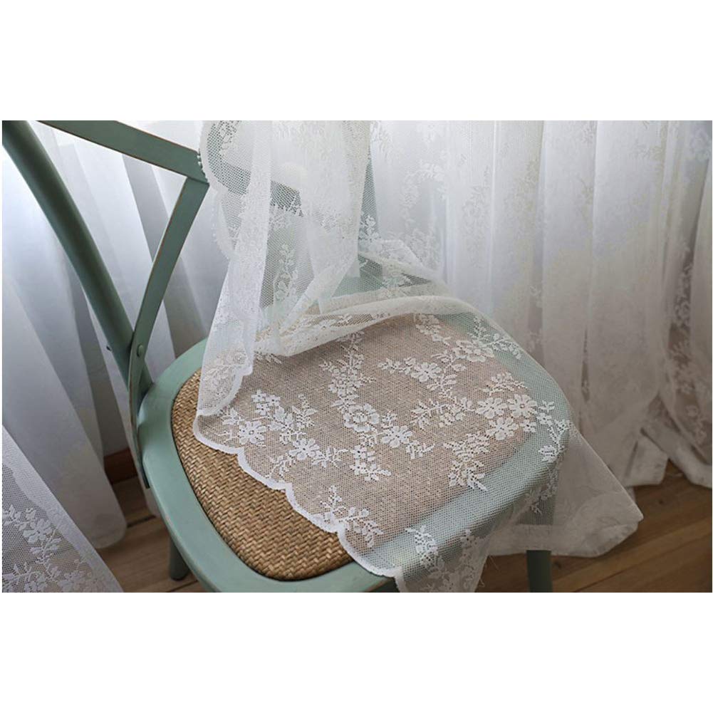Tenda in pizzo floreale Garvee in voile jacquard semitrasparente per camera da letto e soggiorno, 145x150 cm, crema