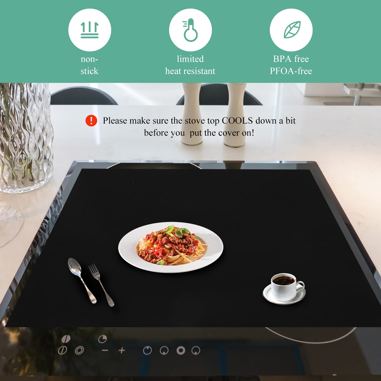 Copertura in gomma per piano cottura a induzione Garvee: resistente ai graffi e antiscivolo, tappetino protettivo spesso per la cucina, cuscinetto protettivo per la superficie di cottura