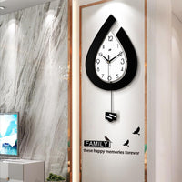 Orologio da parete moderno Garvee, a batteria, a forma di lacrima, per soggiorno, camera da letto, cucina, ufficio, 39x73 cm, elegante