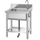 Garvee Lavello Utility Acciaio Inox Singola Vasca con Scolapiatti e Rubinetto Fatturabile per Cucina Commerciale e Garage 50x55x85 cm Resistente alla Corrosione