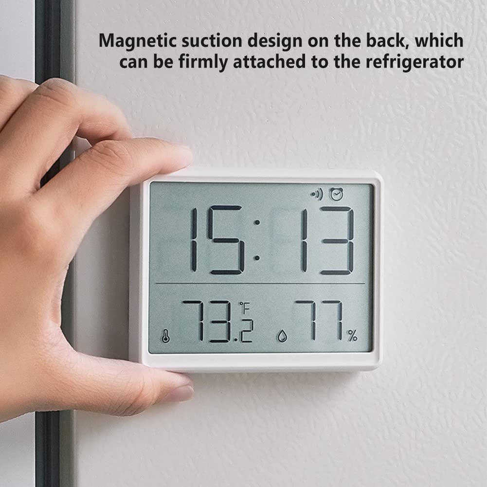 Garvee Sveglia digitale a LED con magnete, temperatura e timer per camera da letto e ufficio, bianco, plastica