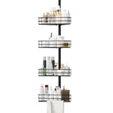 Garvee Organizer Angolare per Doccia con Asta Regolabile 193-279 cm, 4 Ripiani Antiruggine, Barre Porta Asciugamani, Nero, per Bagno