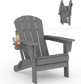 Garvee Sedia Adirondack Pieghevole HDPE Resistente Tutto Tempo Grigia Per Patio E Giardino Ergonomica - Grigio