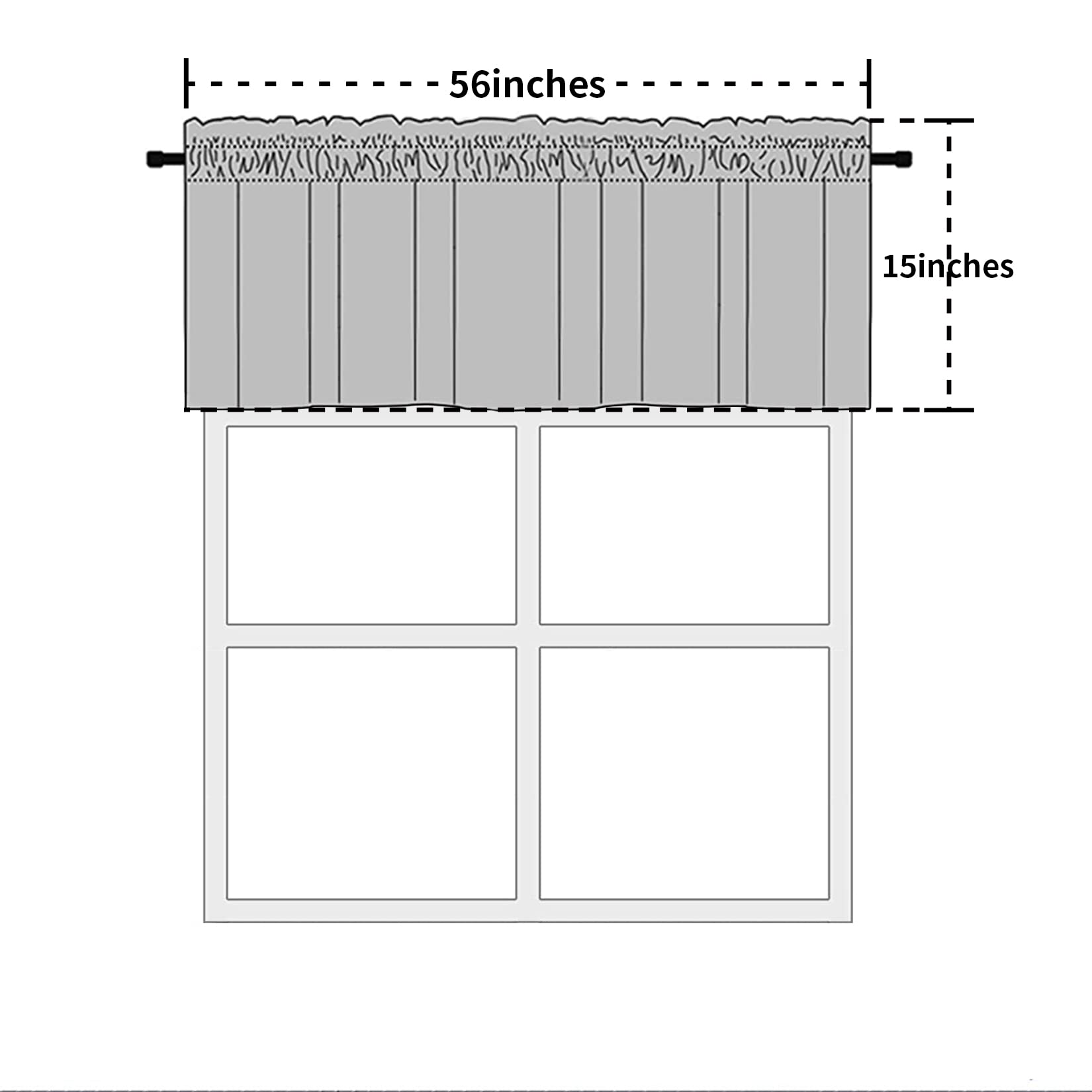 Garvee Valance Buffalo Check Tende per Cucina Mezza Finestra 56" Lunghe Poliestere Filtrante Luce