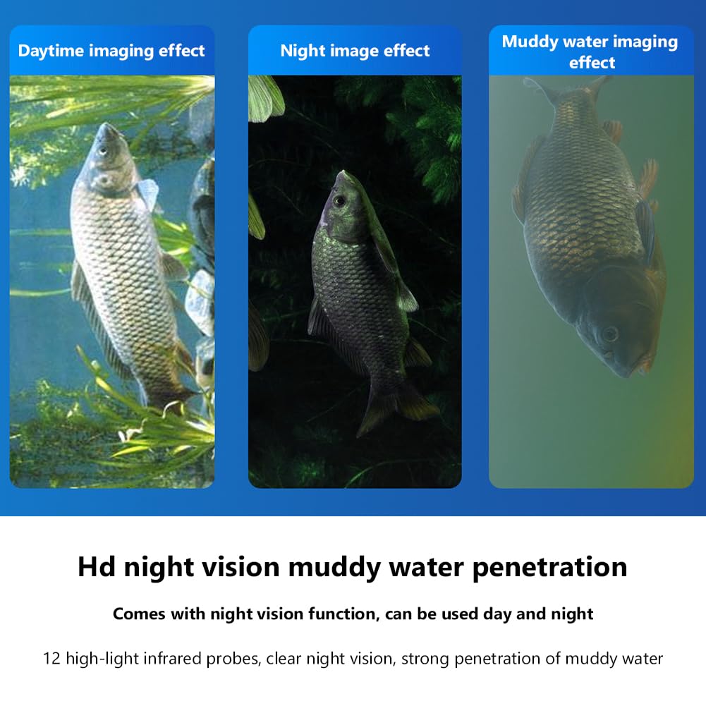 Garvee Fish Finder Telecamera subacquea Display da 4,3" Angolo di visione 220° Batteria da 10000 mAh Accessorio per la pesca Portata 30 m