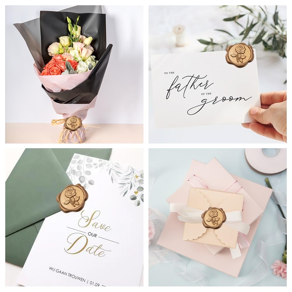 Garvee 100 Pezzi Adesivi Sigilli in Cera Autoadesivi Oro Rosa Incisa per Inviti Matrimonio Regali Feste 3cm Oro Rosa