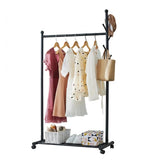 Garvee Porta Abiti Portatile su Ruote, Metallico, Capacità 54 kg, Ruote Bloccabili a 360°, Per Camera e Ufficio, 105x43x170 cm, Moderno Nero - Black 105Cm