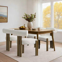 Set di 2 sedie da pranzo Garvee, tessuto bouclé, schienale ergonomico, schiuma comfort, gambe in legno di caucciù, moderne, bianche, per sala da pranzo e soggiorno