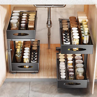GARVEE Organizer per lavello a 2 livelli con anta scorrevole, bagno/cucina, bianco, organizer per armadietto ordinato