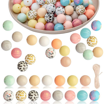 Garvee 100 pezzi di perline in silicone da 15 mm rotonde colorate per la creazione di gioielli fai da te, portachiavi, collane, braccialetti