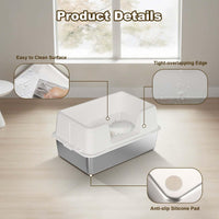 Lettiera per gatti Garvee in acciaio inox con coperchio, extra large, bordi alti, antigraffio, tappetino antiscivolo per uso domestico