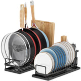Garvee Set di 2 scolapiatti multifunzionali in acciaio al carbonio - Salvaspazio e regolabile - Acciaio inossidabile - Per lavello da cucina - Nero
