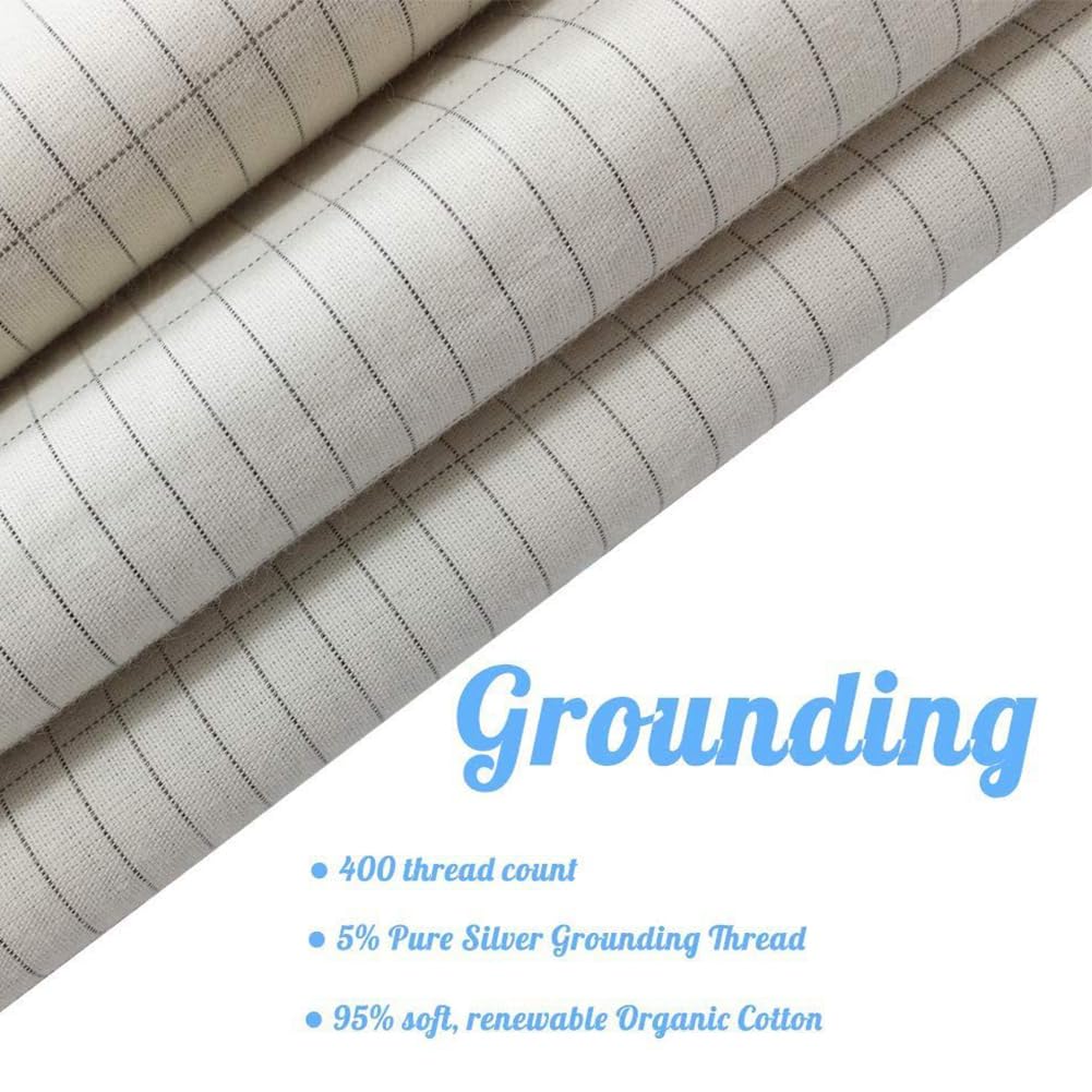 Garvee Set Biancheria da Letto Antistatico con Cavo di Messa a Terra - 95% Cotone, 5% Filo d'Argento - 153x203 cm, Spina EU - Per Camera da Letto Moderna