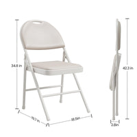 Garvee Set di 2 sedie pieghevoli con rivestimento in similpelle, metallo pieghevole, beige, per campeggio e ufficio