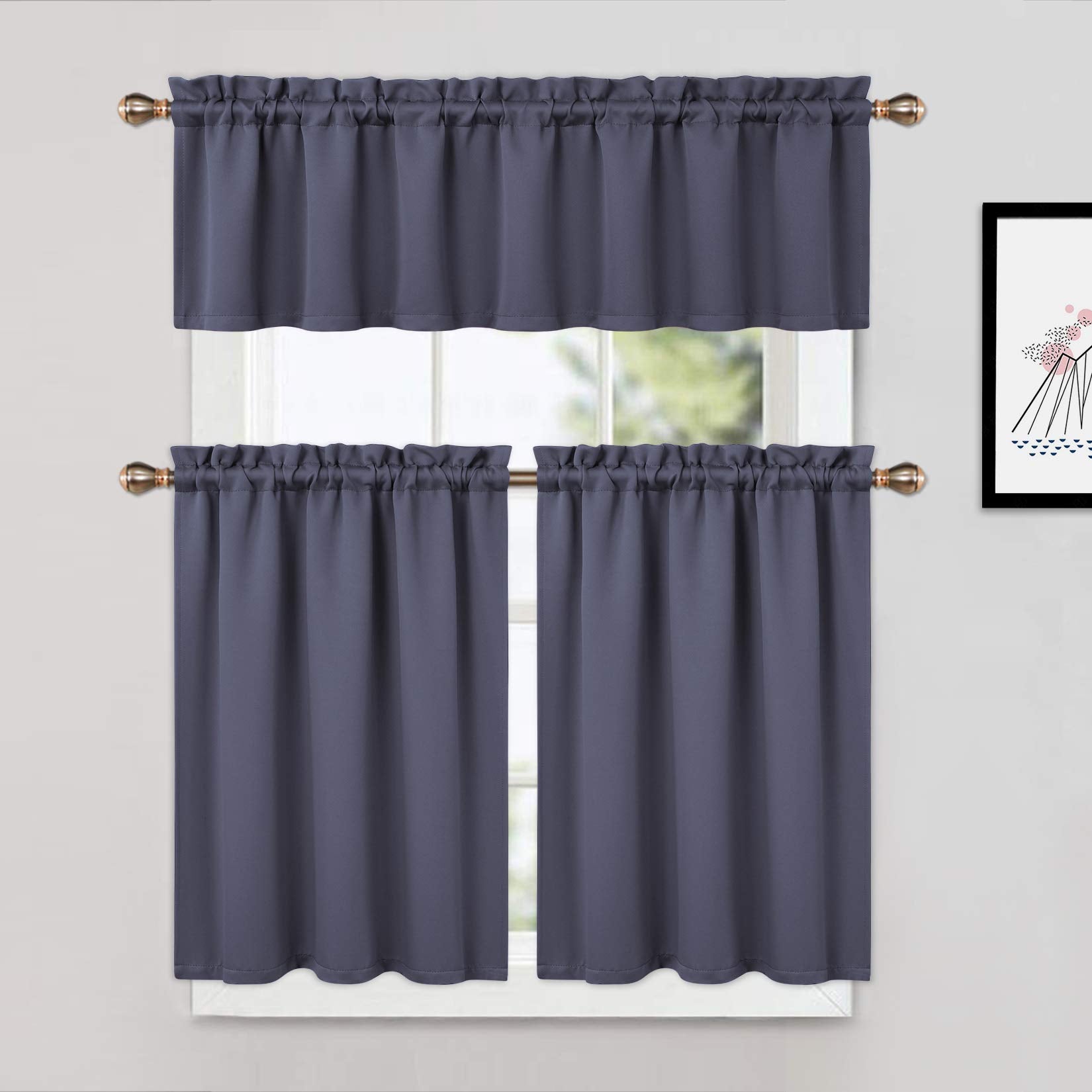 Tende oscuranti Garvee, 2 pezzi, per finestre, soggiorno, cucina, camera da letto, isolate termicamente, 26×24 pollici, grigio scuro