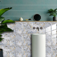Garvee 10 adesivi per piastrelle in vinile effetto marmo, impermeabili, resistenti all'olio, autoadesivi, per decorare le piastrelle delle pareti di cucina e bagno
