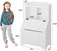 Libreria per bambini Garvee con contenitore per giocattoli, a 2 ripiani, in legno, robusta, resistente ai graffi e all'acqua, per sale giochi e camerette.