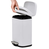 Garvee Cestino per Rifiuti da 1,3 L in Acciaio Inox con Chiusura Soft e Pedale per Cucina e Bagno, Compatto, Resistente alle Impronte, Interno Durevole - Bianco