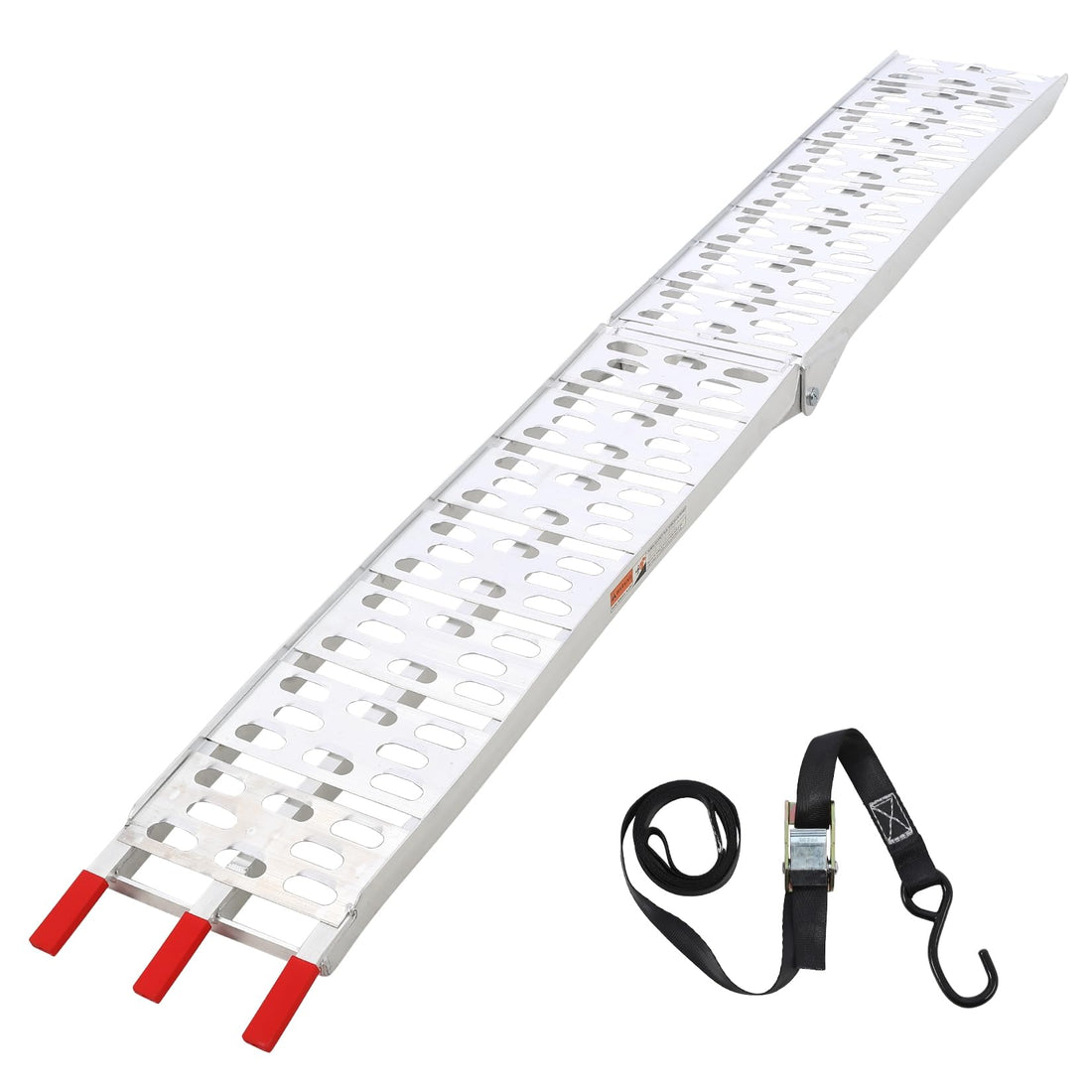 Rampa per moto Garvee da 750 libbre, pieghevole in alluminio antiscivolo con cinghie di sicurezza per pick-up, rimorchio, ATV, motocicletta, giardinaggio, 89x11 pollici, argento