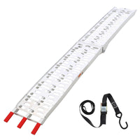 Rampa per moto Garvee da 750 libbre, pieghevole in alluminio antiscivolo con cinghie di sicurezza per pick-up, rimorchio, ATV, motocicletta, giardinaggio, 89x11 pollici, argento