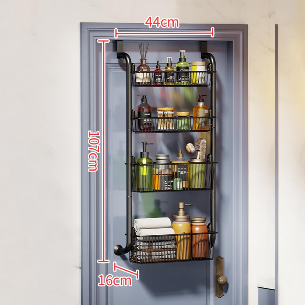 Garvee Portaspezie da Appendere alla Porta, Organizer per Dispensa in Metallo con Cestini Regolabili per Cucina e Bagno, 55 Pollici, Acciaio al Carbonio Nero