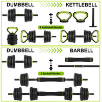 Garvee Manubri regolabili 4 in 1 set con bilanciere, kettlebell, maniglie per flessioni, materiale ABS, antiscivolo, 5-21 libbre, per allenamenti a casa