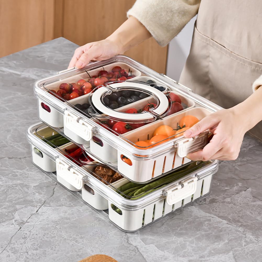 Garvee Organizer per frigorifero con coperchio, impilabile per frutta, verdura, cibo e bevande, pratico, trasparente