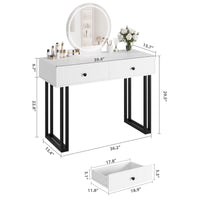 Toletta Garvee con specchio e luce LED a 3 colori, luminosità regolabile, 2 cassetti, superficie in MDF bianco, design moderno, camera da letto