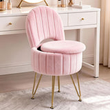 GARVEE Pouf da trucco in velluto con schienale e vano contenitore, colore rosa, per organizzare e arredare gli ambienti di casa - Rosa