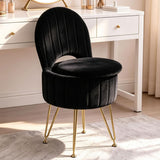 GARVEE Pouf da trucco in velluto con schienale e vano contenitore, colore nero, per organizzare e arredare gli ambienti di casa - Nero