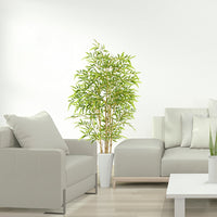Albero di bambù artificiale Garvee da 4 piedi con tronco in legno e base in cemento per decorazioni interne ed esterne, verde, facile da mantenere