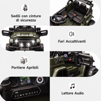 Garvee 12V Auto elettrica per bambini verde militare con LED e Bluetooth per parco giochi, giardino e guida su strada