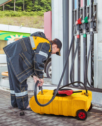 Tanica di benzina Garvee da 15 galloni in HDPE per auto e barche - Gialla con pompa manuale e ugello di spegnimento automatico