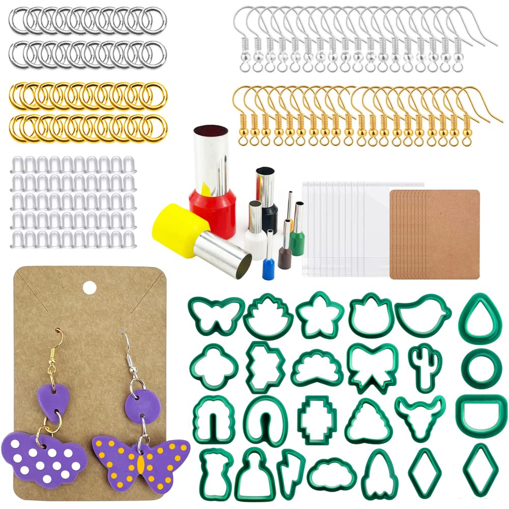 Kit polimerico Garvee da 193 pezzi con 25 stampi, materiale per appendere, verde, per la creazione di gioielli, kit fai da te