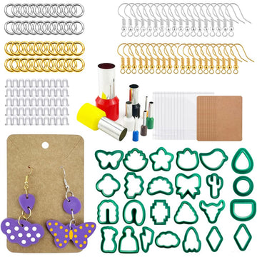 Kit polimerico Garvee da 193 pezzi con 25 stampi, materiale per appendere, verde, per la creazione di gioielli, kit fai da te