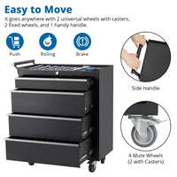 Carrello portautensili Garvee con 6 cassetti, ruote, serratura, acciaio, per officina e garage, 24 pollici, nero