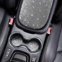 Garvee - Set di 15 coprisedili auto scintillanti per donna con coprivolante in cristallo, vellutati e traspiranti, universali, con console centrale, per uso quotidiano ed eventi