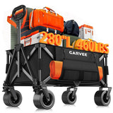 Garvee Carrello Pieghevole 280L Capacità 460LBS, Ruote Tutto Terreno, Telaio Acciaio, Manico Regolabile, Copertura, Nero, Per Campeggio e Spesa