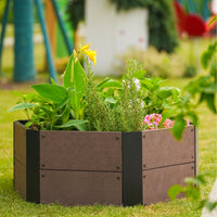 Kit per aiuola rialzata Garvee Hexagon, effetto legno WPC, 6 pannelli, 11,8" di profondità, modulare ed espandibile per balcone e giardino, aperta, marrone