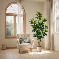 Garvee Grande albero di Banyan artificiale 180 cm con decorazione in vaso bianco per uso interno ed esterno Verde