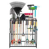 Garvee Organizer Per Attrezzi Da Giardino Supporto In Metallo Robusto 2 Ripiani 14 Ganci Capacità 43 Attrezzi Giardino Garage 30"x12"x29" Nero