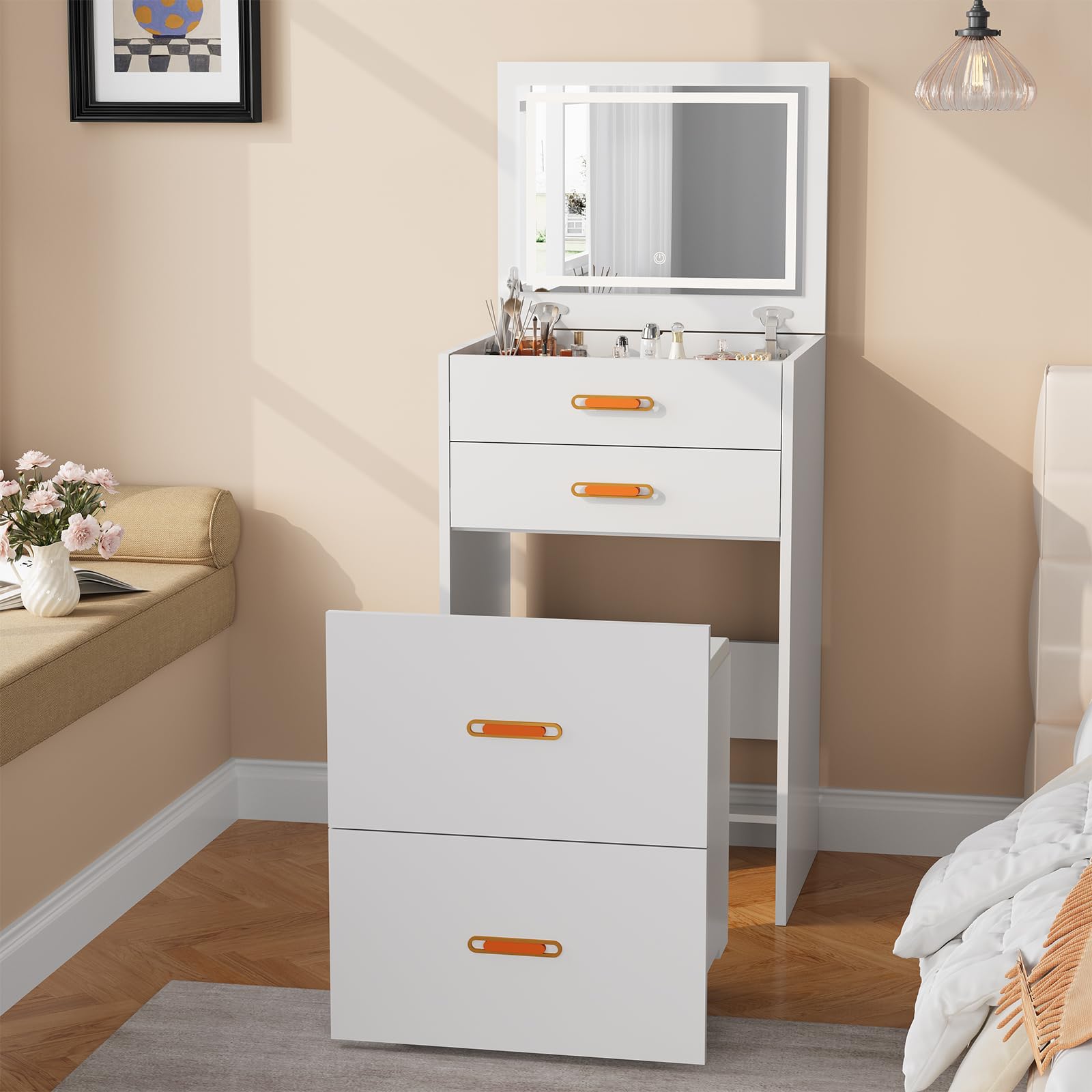 Garvee Vanity 3 in 1 SP-VC-3 Bianco - Multifunzionale, Compatto - Perfetto per Bagno o Camera da Letto