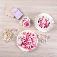 Garvee Set di perline in silicone fai da te, 200 pezzi, kit portachiavi, rosa, corda da 5 m, perline rotonde e poligonali, forniture per gioielli, kit artigianale, idea regalo