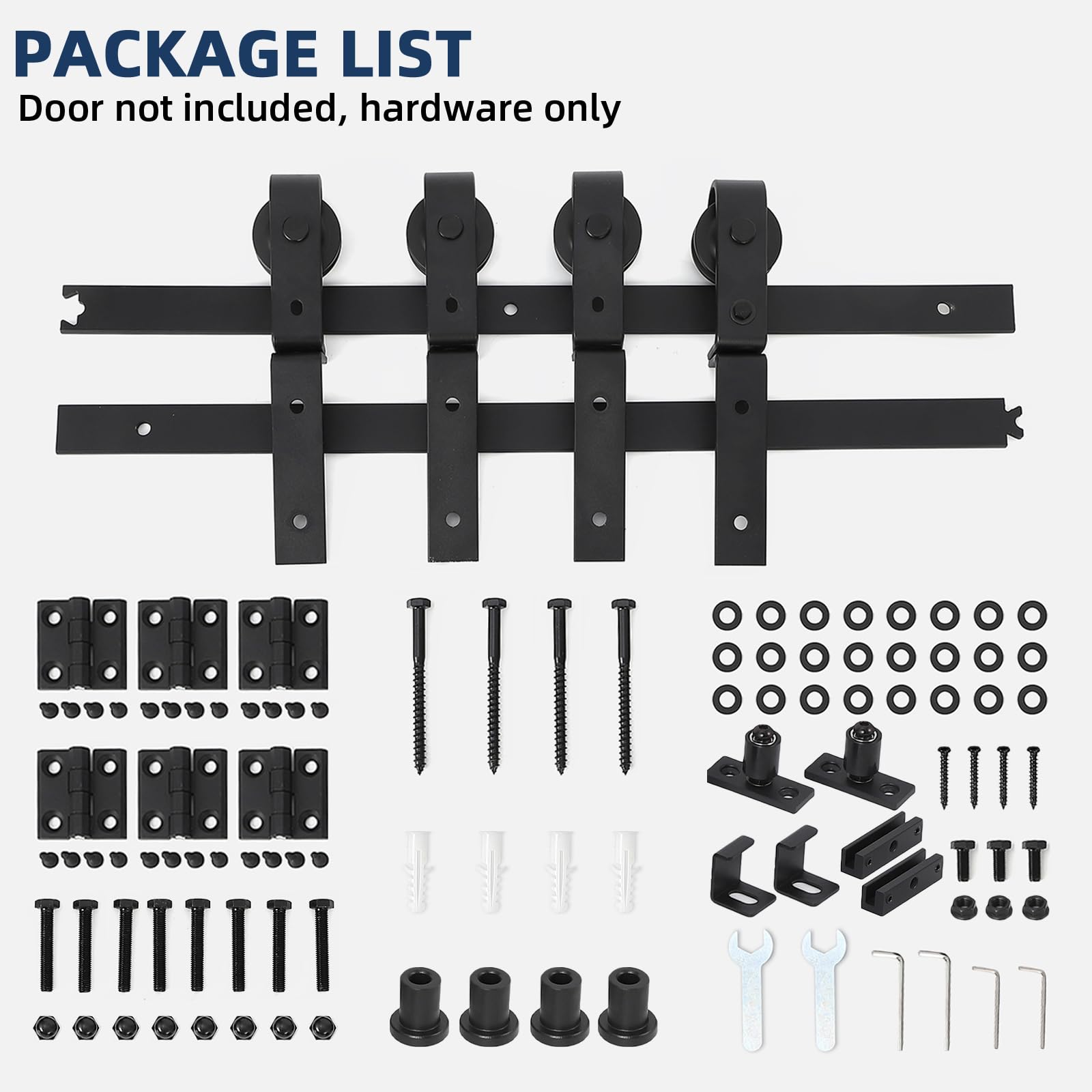 Set di ferramenta per porte scorrevoli pieghevoli Garvee da 52" per 4 porte, acciaio resistente, silenzioso e scorrevole, salvaspazio, porte da 12", nero, soggiorno e sala da pranzo