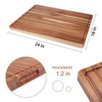 Tagliere in legno di acacia Garvee 60 x 45 x 3 cm con scanalatura per il succo – Utilizzabile su entrambi i lati, robusto e versatile per la cucina e il divertimento
