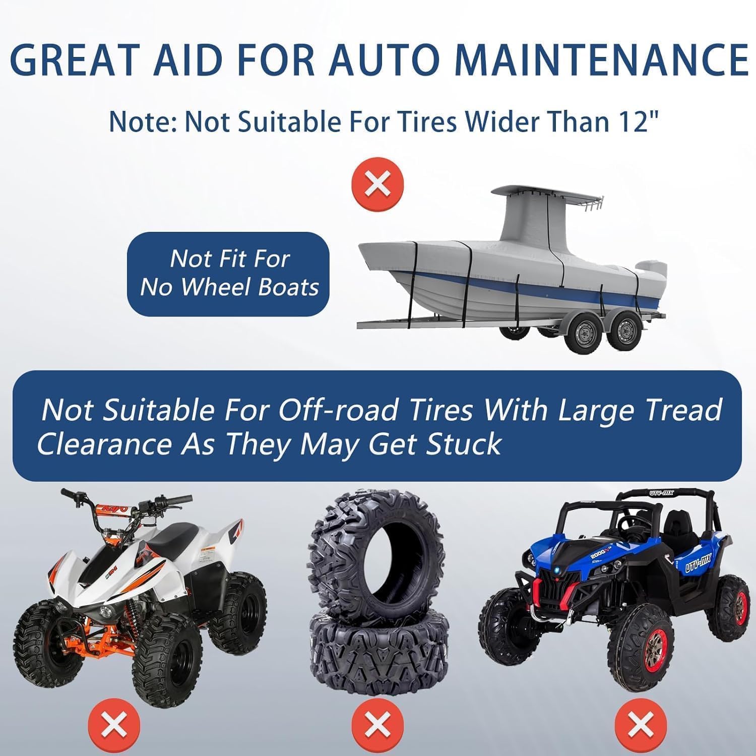 Carrello idraulico Garvee Wheel Dolly in acciaio inossidabile, capacità di sollevamento di 1500 libbre, per riparazione auto, 13,5-29" regolabile con ruote da 4" per larghezze pneumatici da 0-12"