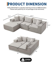 Divano componibile modular Garvee da 108" con chaise longue, comfort senza ossa, a forma di L, tessuto polimerico, divano letto, soggiorno, comodo, versatile