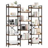 Garvee Libreria Tripla a 5 Ripiani in Acciaio e Truciolato per Soggiorno e Ufficio, Ampio Ripiano, Montaggio Facile, Nero, 109.5x25x160 cm