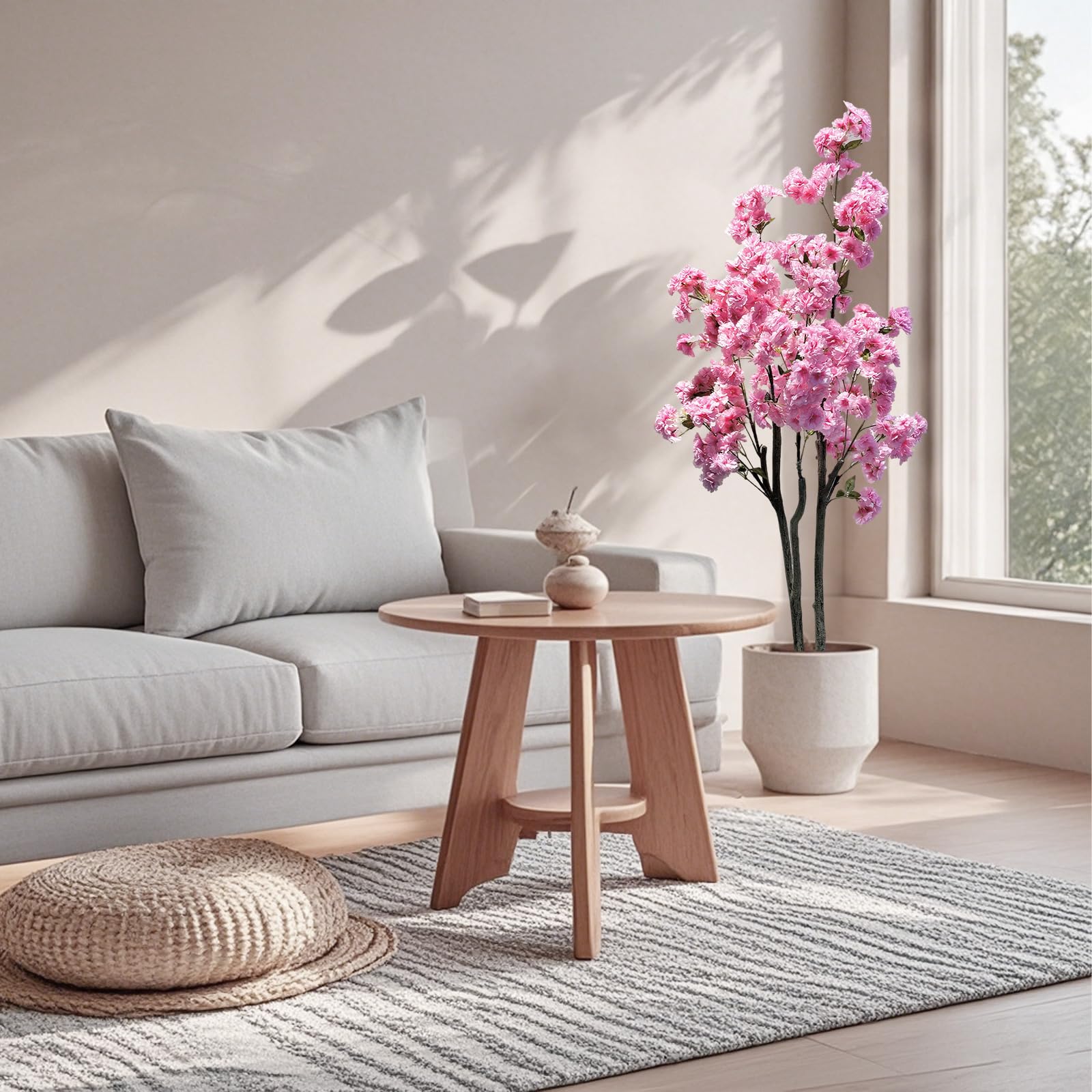 Albero di ciliegio artificiale Garvee da 1,5 m, bassa manutenzione, plastica, tronchi regolabili, vaso robusto, uso interno ed esterno, realistico, multicolore