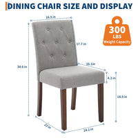 Set di 2 sedie da pranzo imbottite Garvee, design moderno Parsons, tessuto in lino morbido, gambe in legno robusto, supporto ergonomico, grigio, sala da pranzo e bar